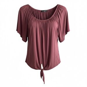 Kim & Cami Dusty Rose Tie-Front Blouse